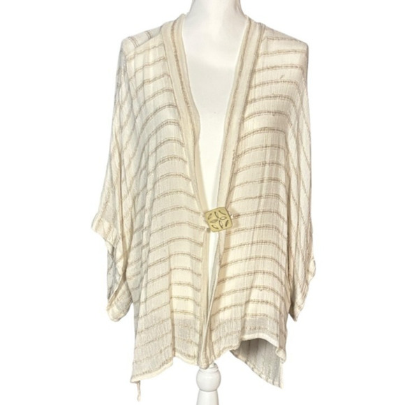 IC By Connie K Cardigan Size 2X Tan Linen Blend Minimalist Flowy Lagenlook Flowy - Picture 8 of 8